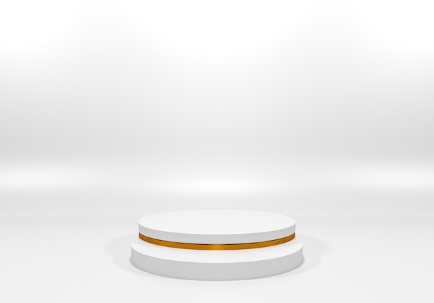 A prateleira branca do pódio ou o pedestal vazio exibem um estilo mínimo. suporte em branco para colocação de produtos. Renderização 3D de fotos premium