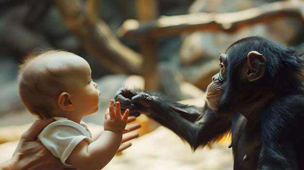 A primeira viagem da família ao zoológico Os bebés admiram os animais