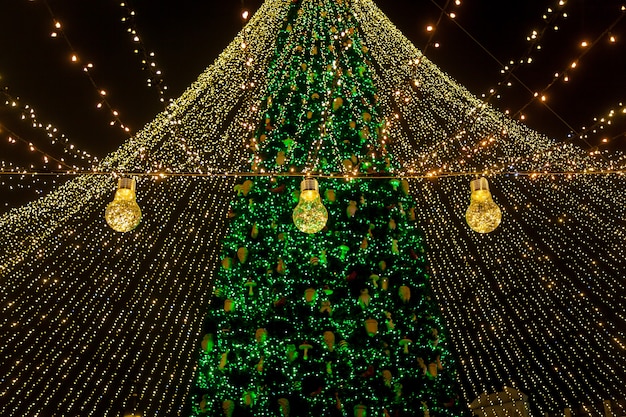 A principal árvore de Natal da Ucrânia na Praça Sophia em Kiev. Árvore de natal em kiev