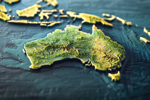 Foto a proeminência da austrália no mapa do mundo é enfatizada