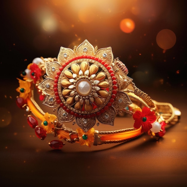 A pulseira tradicional ou rakhi, o conceito do festival indiano de raksha bandhan