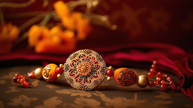 A pulseira tradicional ou rakhi, o conceito do festival indiano de raksha bandhan
