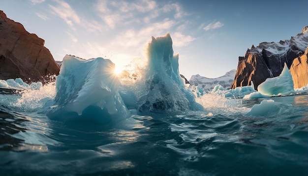 A queda das geleiras na Groenlândia Foto do barco