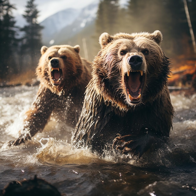 a_realistische_Fotos_über_einen_Kampf_zwischen_zwei_Grizzlybären