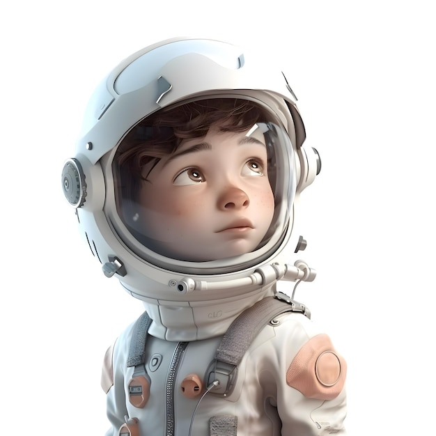 A renderização 3D da fronteira final do astronauta em fundo branco isolado em fundo branco