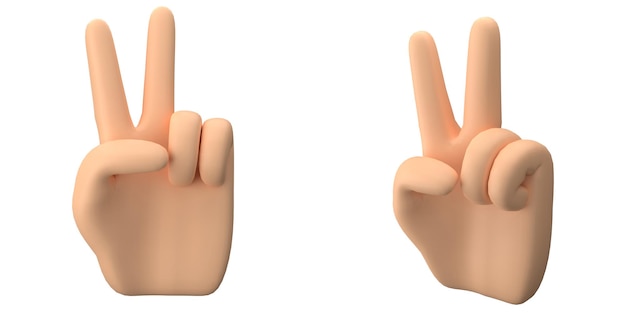 Foto a renderização em 3d da mão com pose de dedo torna o gesto de dedo legal adequado para ativos ou ícones de emoticon