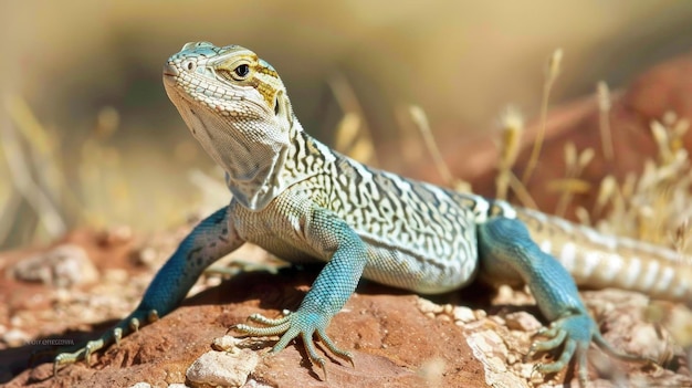 A resiliência beijada pelo sol abraçando o ambiente árido com um lagarto do deserto beleza áspera