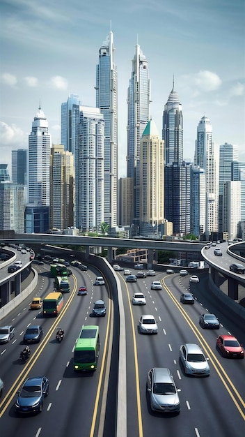 A rodovia e o horizonte da cidade moderna