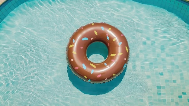 A rosquinha na piscina Ilustração AI GenerativexA