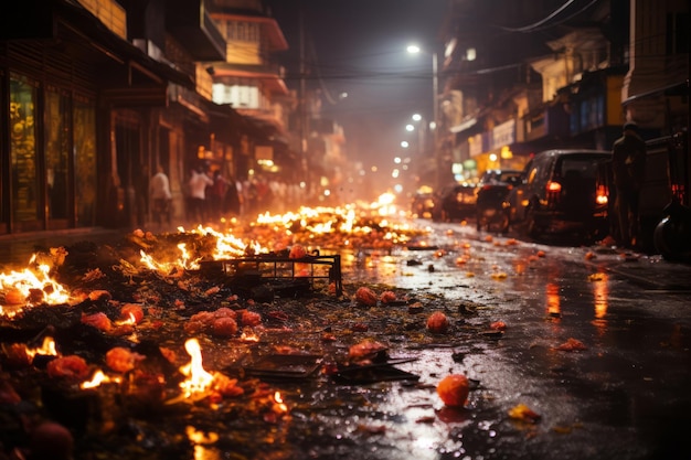 a rua está molhada