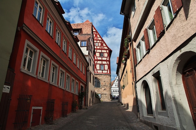 A rua vintage em Rotenburg on Tauber, na Alemanha