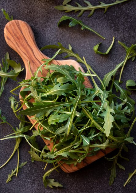 Foto a rúcula fresca deixa o ingrediente delicioso e saudável da salada