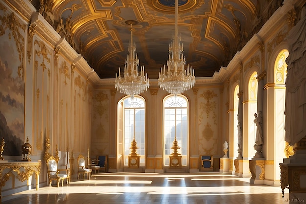 A sala dos espelhos na ala central do Palácio de Versalhes AIGenerated
