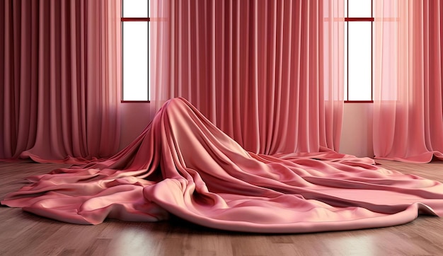 a seda drapeada rosa no chão no estilo de renderização hiperdetalhada realista