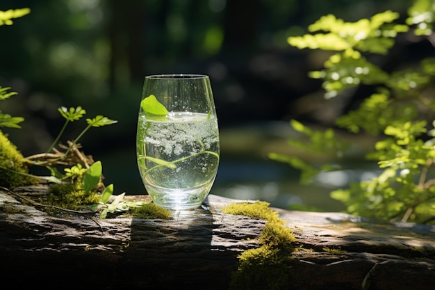 A serenidade da floresta encontra o refresco da água mineral, a essência de um spa de verão