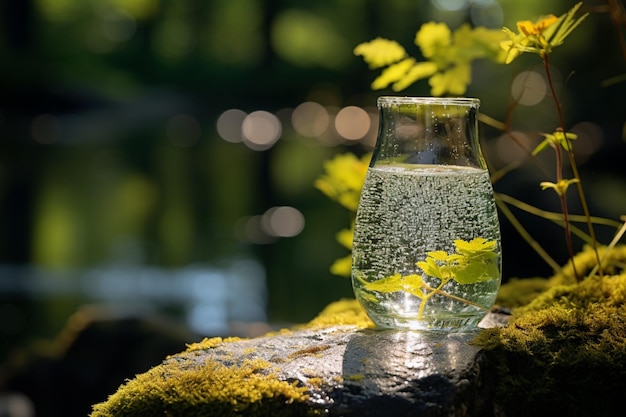 A serenidade da floresta encontra o refresco da água mineral, a essência de um spa de verão