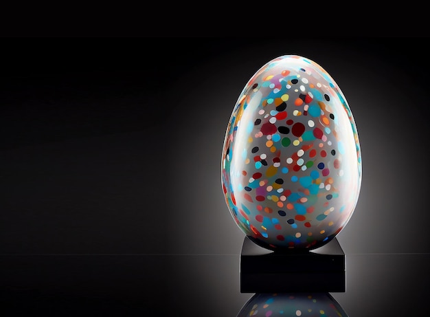 Foto a shiny egg with multicolored dots on it