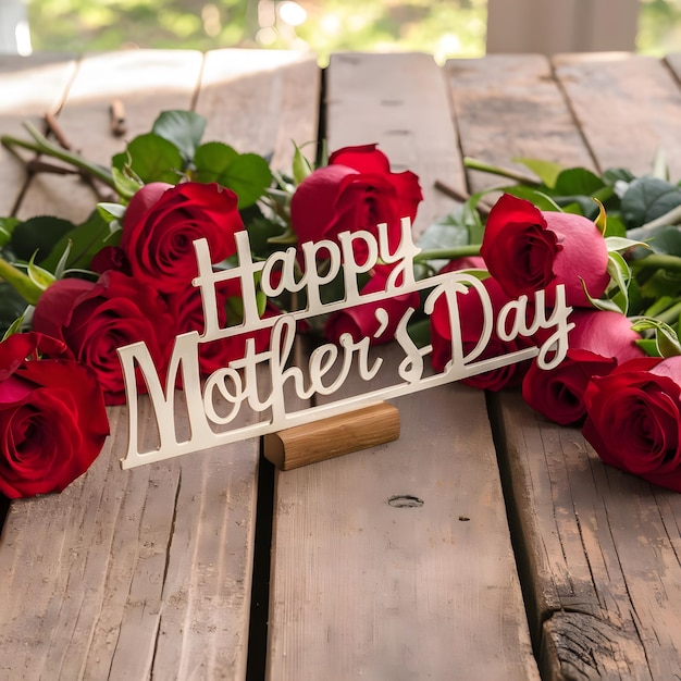 Foto a sign that says happy mothers day on a wooden table