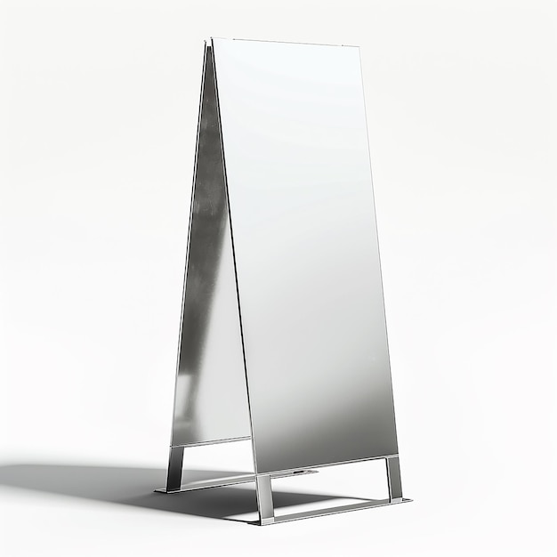 Foto a silver stand with a silver frame that says quot t quot on it