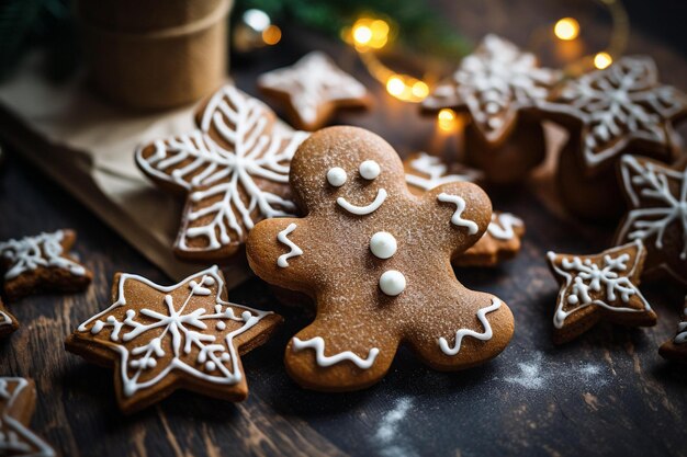 A sobremesa de Natal, homem de pão de gengibre.