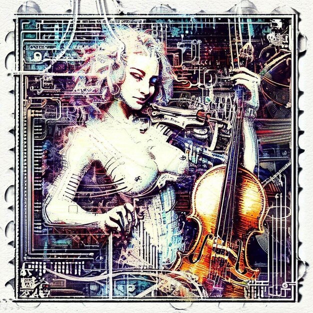 A Sonata Futurista de uma Mulher Ciborgue com Viola no Reino do Retro-Futurismo