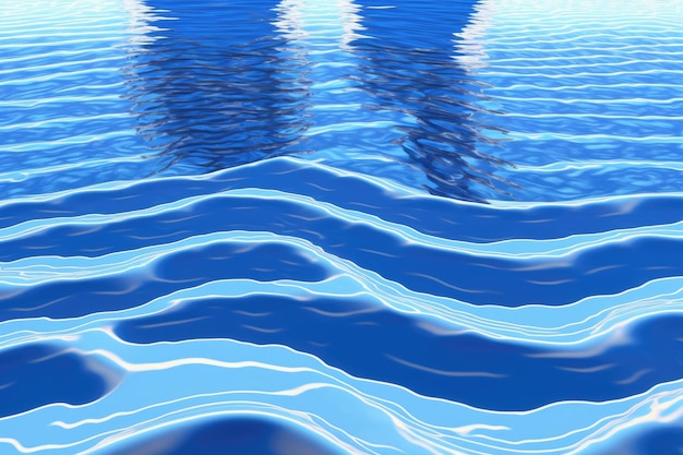 A superfície da água da piscina tem ondas