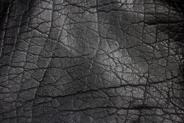 A superfície de uma coisa de couro preto closeup textura de pele abstrata foco seletivo