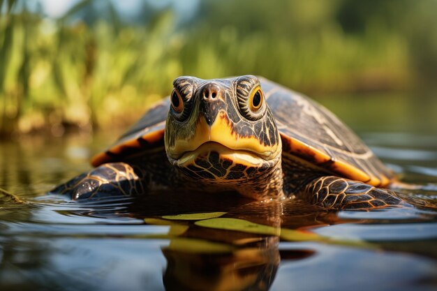 A tartaruga coloca a cabeça fora da água pela IA Generativa
