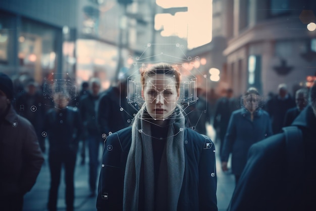 A tecnologia de reconhecimento facial alimentada por IA monitora os pedestres enquanto eles caminham