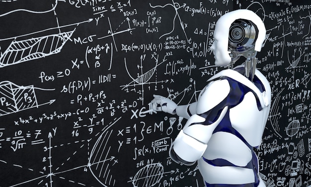 A tecnologia do robô branco está trabalhando em matemática