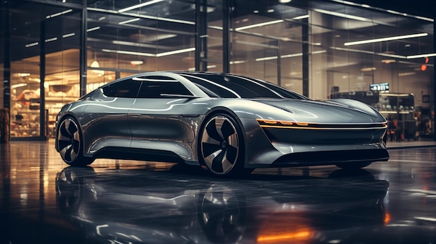A tecnologia por trás dos carros modernos conceito futurista com sensores de carro ilustração 3D