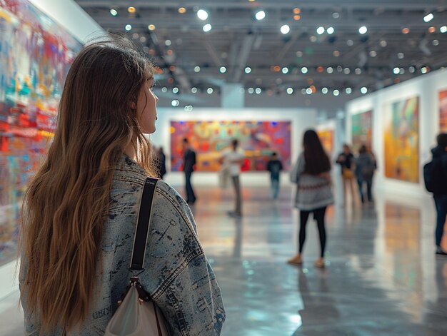 Foto a tela da feira de arte contemporânea captura a criatividade moderna no negócio de exposições de arte