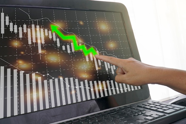 A tela mostra um gráfico de tendência de alta