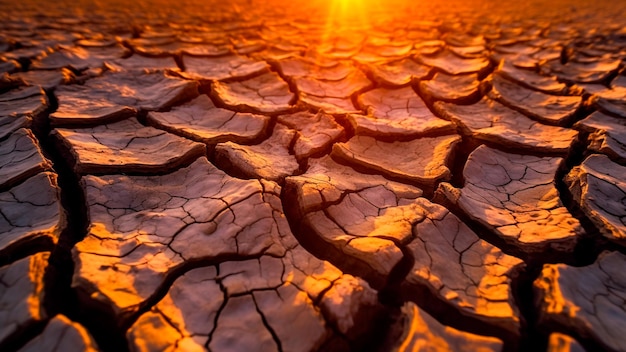 A terra seca com rachaduras profundas forma a seca Fissuras no solo AI generativa