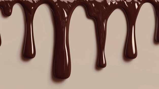 A textura abstrata do chocolate gotejante Fronteira isolada moderna de creme de chocolate derretido líquido para decoração de bolos Fluxo de gotejamento 3D de cacau escuro para decoracióção de sobremesas Onda de esmalte horizontal marrom