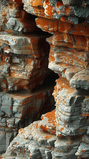 Foto a textura áspera de uma formação rochosa natural