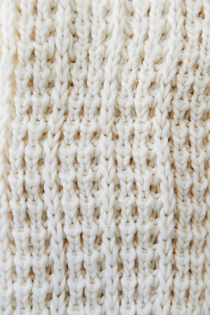 A textura da malha de lã branca