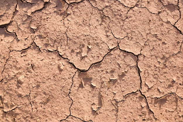 A textura da terra vermelha de argila seca