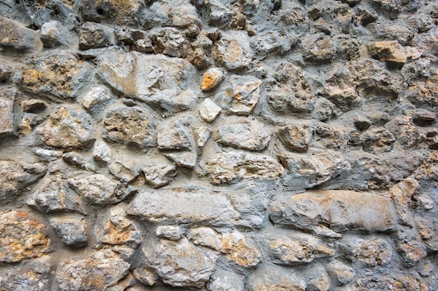 A textura de fundo da parede de pedra bege velha fecha