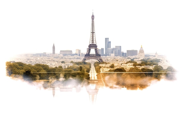 a torre eiffel com um céu azul