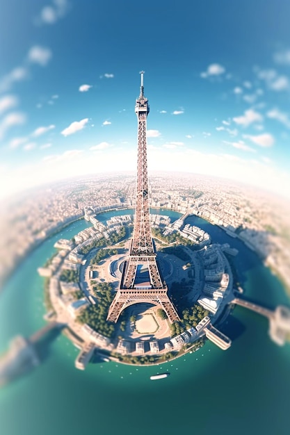 a torre eiffel em um dia ensolarado