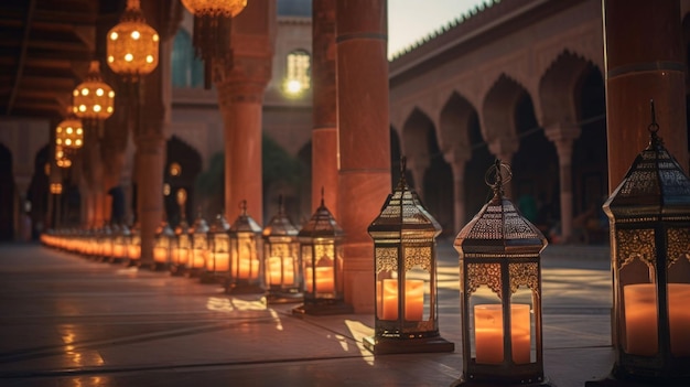 a tranquilidade do pátio de uma mesquita