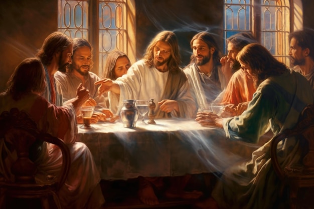 A última ceia é uma pintura de Jesus à mesa