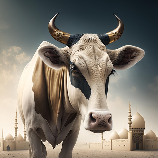A vaca Eid alAdha venda socail pós comerciante de gado foto de fundo AI gerada