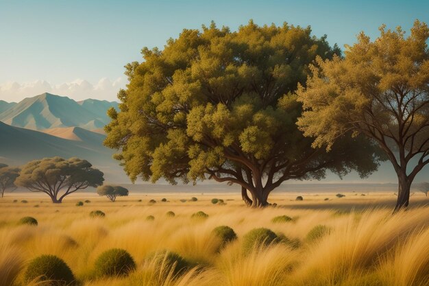 A vasta pastagem parece distante Bela fotografia de fundo do papel de parede do ambiente natural