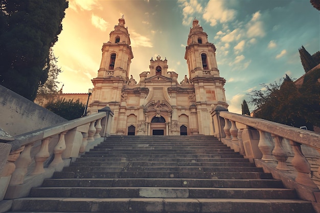 Foto a velha catedral se ergue majestosamente