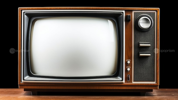 A velha TV no fundo branco isolado