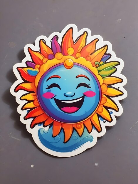 A_vibrant_cartoonstyle_sticker_of_a_smiling_sun