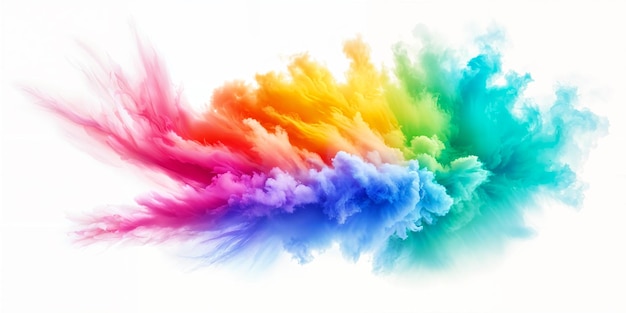 Foto a vibrant colorful explosion of smoke against a white background