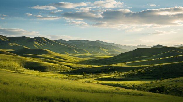 Foto a vida de campo romantizada uma colina gramada no norte da china